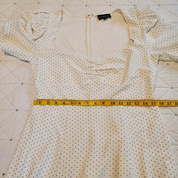 Danielle Bernstein Polka Dot Puff Sleeves Slip Dress! Size 8. - Picture 8 of 11